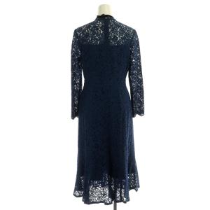 CELFORD 7分袖レースワンピース ロング ボウタイ リボン 36 青 ブルー