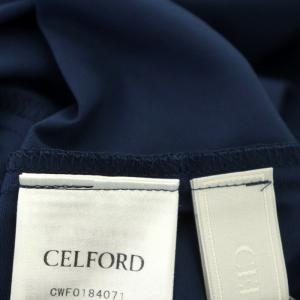 CELFORD 7分袖レースワンピース ロング ボウタイ リボン 36 青 ブルー