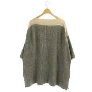 Edwina Horl WIDE SUMMER KNIT ボートネック切替サマー ニット セーター 長袖 M 黒 アイボリー