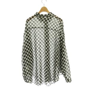 BEAUTY&YOUTH UNITED ARROWS × スタンドアローン StandAlone チェッカーシアーシャツ 長袖 チュニック 1 黒 ブラック オフホワイト