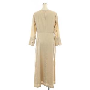 BEAUTY&YOUTH UNITED ARROWS ジャカードサテンフレアドレス 近年モデル ワンピース 長袖 ロング フレア 刺繍 S ベージュ