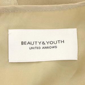 BEAUTY&YOUTH UNITED ARROWS ジャカードサテンフレアドレス 近年モデル ワンピース 長袖 ロング フレア 刺繍 S ベージュ