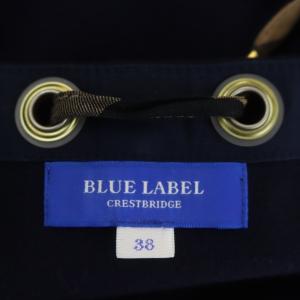 BLUE LABEL CRESTBRIDGE ワンピース 長袖 膝丈 バックリボン ウール混 38 紺 ネイビー マルチカラー