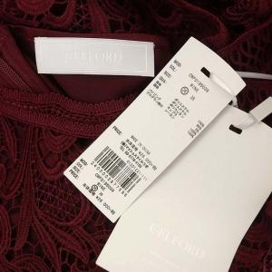 CELFORD リーフレースワンピース 五分袖 ロング 36 ボルドー