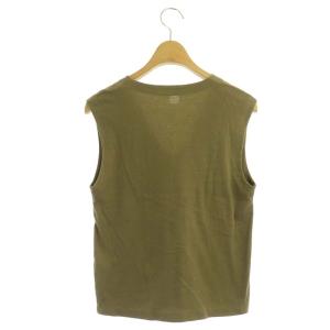 LOEWE ペイントアナグラムプリントVネックノースリーブトップス カットソー S カーキ アイボリー