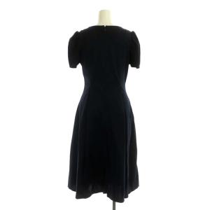 CELFORD ボリューム袖Aラインカットワンピース ロング 半袖 パフスリーブ ストレッチ 36 紺 ネイビー