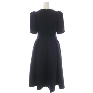 CELFORD 22SS ボリューム袖Aラインカットワンピース 五分袖 ロング 36 紺 ネイビー