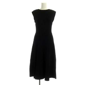 クロスステッチニットワンピース ロング ノースリーブ 36 紺 ネイビー