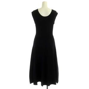 CELFORD クロスステッチニットワンピース ロング ノースリーブ 36 紺 ネイビー