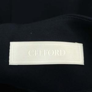 CELFORD タイトヘムワンピース ロング 五分袖 マーメイド パフスリーブ ストレッチ 36 紺 ネイビー