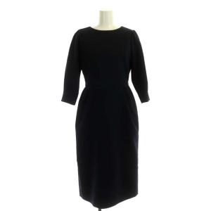 コクーンタックワンピース ロング 七分袖 36 紺 ネイビー