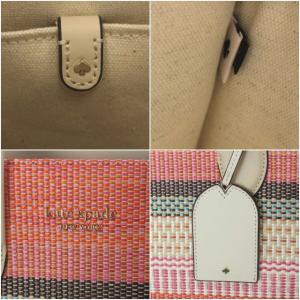 kate spade new york 22SS マンハッタン ウーブン ストライプ ラージ トートバッグ 2WAY ピンク