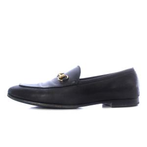 GUCCI 404069 ヨルダーン ホースビットローファー レザー 25.5cm ブラック
