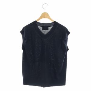 UNITED ARROWS C/P Vネック ショート ニットベスト プルオーバー 紺 ネイビー
