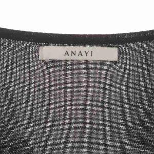 ANAYI ロングカーディガン 長袖 ノーカラー 38 黒 ブラック