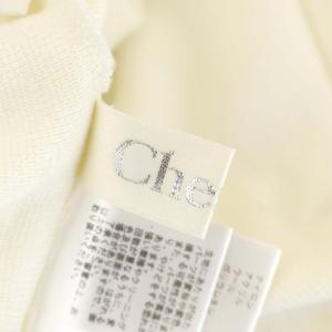 Chesty 花柄レースニットワンピース ミモレ丈 ロング 長袖 ボトルネック パール ウール混 0 オフホワイト