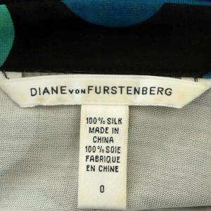 DIANE von FURSTENBERG ドット柄カシュクールワンピース 長袖 ミモレ丈 ロング ラップ調 水玉柄 シルク 0 黒 緑 青 紫