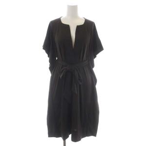 シルクナイロンスキッパーワンピース 膝丈 半袖 0 茶色 ブラウン