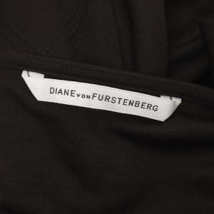 DIANE von FURSTENBERG シルクナイロンスキッパーワンピース 膝丈 半袖 0 茶色 ブラウン