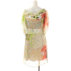 DIANE von FURSTENBERG シルク花柄ワンピース 膝丈 半袖 シアー 0 マルチカラー