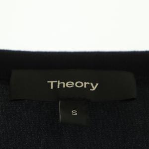 Theory Super Wool Back Satin PO サテン切替 ニット カットソー 長袖 S 濃紺 ネイビー