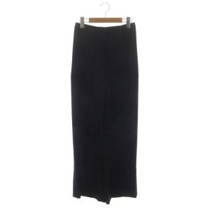 22SS Crushed Satin Vent Wide サテンワイドパンツ フレア イージー P 紺 ネイビー