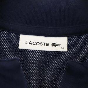 LACOSTE 近年モデル スキッパーネック裾リブポロシャツ 半袖 カットソー 34 濃紺 ダークネイビー