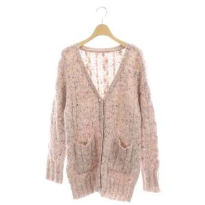 21AW ケーブルニットカーディガン 長袖 Vネック 36 ピンク