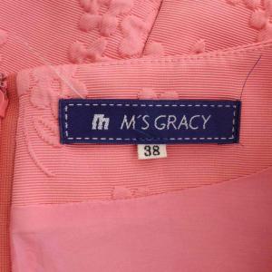 M'S GRACY 花柄リボンワンピース 膝丈 半袖 38 ピンク