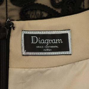 Diagram GRACE CONTINENTAL コード刺繍ワンピース ドレス チュール ひざ丈 半袖 34 黒 ブラック グレージュ