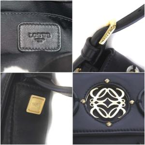 LOEWE ハンドバッグ ワンハンドル ミニ アナグラム ビジュー ナッパレザー ブラック