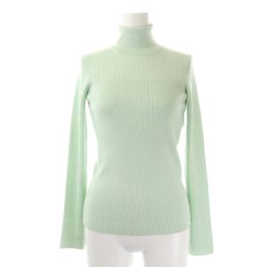 ウールシルク リブタートルネック プルオーバー ニット カットソー 長袖 36 ミントグリーン