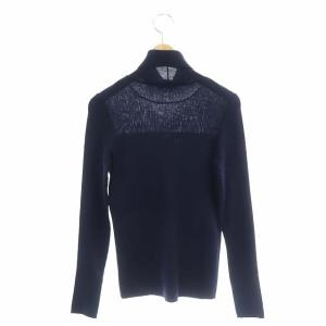 ANAYI ウールシルクリブタートルネックプルオーバー ニット カットソー 長袖 36 紺 ネイビー