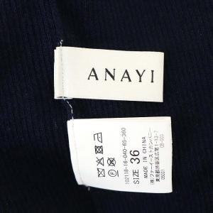 ANAYI ウールシルクリブタートルネックプルオーバー ニット カットソー 長袖 36 紺 ネイビー