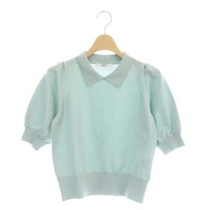襟付き ショートスリーブニット カットソー 半袖 36 ミント