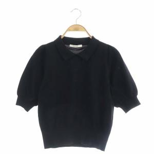 襟付き ショートスリーブニット カットソー シャツ 半袖 36 黒 ブラック