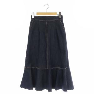 22SS デニムライクペプラム スカート マーメイド タイト ロング 34 濃紺 ダークネイビー