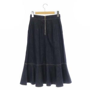 ANAYI 22SS デニムライクペプラム スカート マーメイド タイト ロング 34 濃紺 ダークネイビー