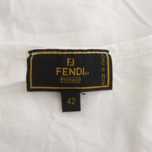 FENDI タンクトップ カットソー ノースリーブ ロゴ刺繍 42 白 ホワイト