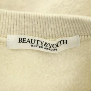BEAUTY&YOUTH UNITED ARROWS 22AW コットン裏起毛 カレッジロゴスウェットプルオーバー トレーナー 長袖 オフホワイト