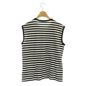 Theory 23SS Stripe Apex MSCL RNGR Tee Tシャツ カットソー ノースリーブ ボーダー コットン S 黒