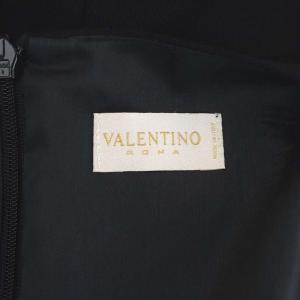 VALENTINO ウールベルトデザインワンピース ひざ丈 半袖 ミディ丈 44 濃紺 ダークネイビー
