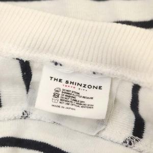 Shinzone ミリタリープルオーバー ボーダー カットソー 長袖 F ホワイト ブラック
