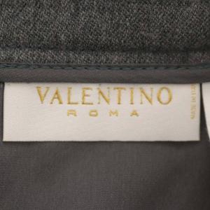 VALENTINO ウールフロントプリーツスカート ミモレ丈 ロング フレア 44 グレー