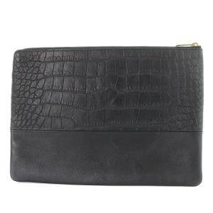 CELINE ソロ クラッチバッグ セカンドバッグ ワンポイントロゴ フラット 型押し レザー ブラック