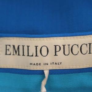 Emilio Pucci ウール裾フレアミニスカート タイト I40 青 ブルー