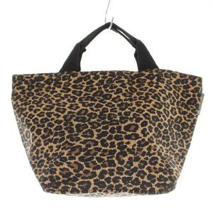 ハンドバッグ ナイロン舟型 パンサー トートバッグ ヒョウ柄 レオパード べージュ 茶色 ブラウン