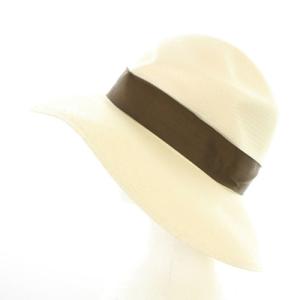 Borsalino 帽子 パナマハット リボン M アイボリー 茶色 ブラウン
