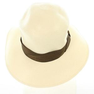 Borsalino 帽子 パナマハット リボン M アイボリー 茶色 ブラウン