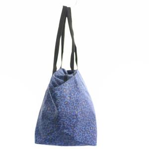 Hervé Chapelier トートバッグ ハンドバッグ 925F ナイロン舟型ショルダーL ヒョウ柄 レオパード 紺 ネイビー